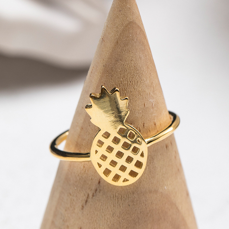 Silver Pineapple Ring Gold Plated