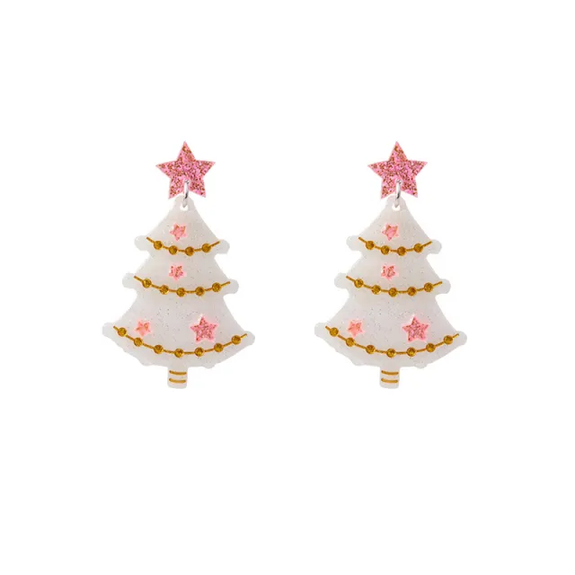 1pair Christmas Earrings Fashion Alpaca Dinosaur Cactus Gingerbread Acrylic Earrings Holiday Party Jewelry E5650Pink - Shop at LoveMi
