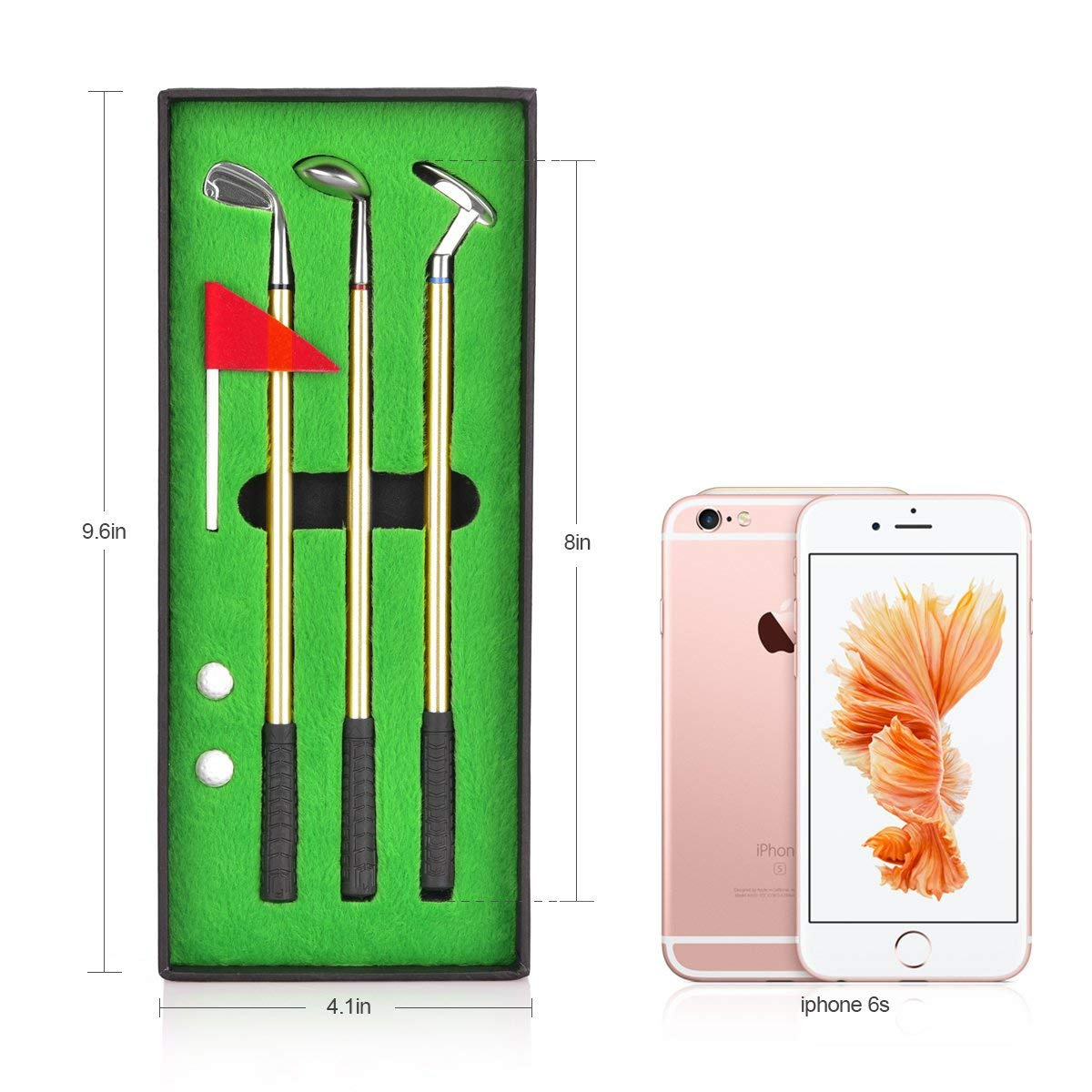 Desktop Mini Golf Putting Green Metal Club Ballpoint Pen Set — foto 5