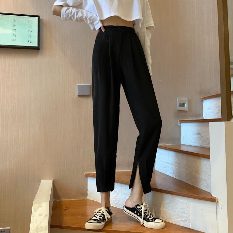 Women Plus Size Suit Pants Straight Loose High Waist