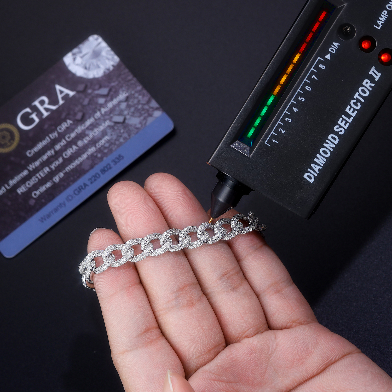 Set With Top-quality Moissanite, This Luxurious And Fashionable Light Luxury Jewelry Silver Bracelet Is Made Of S925 Silver Electroplated With Platinum