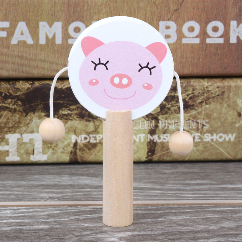 Hochet tambour en bois pour bébé — Jouet musical sensoriel 14