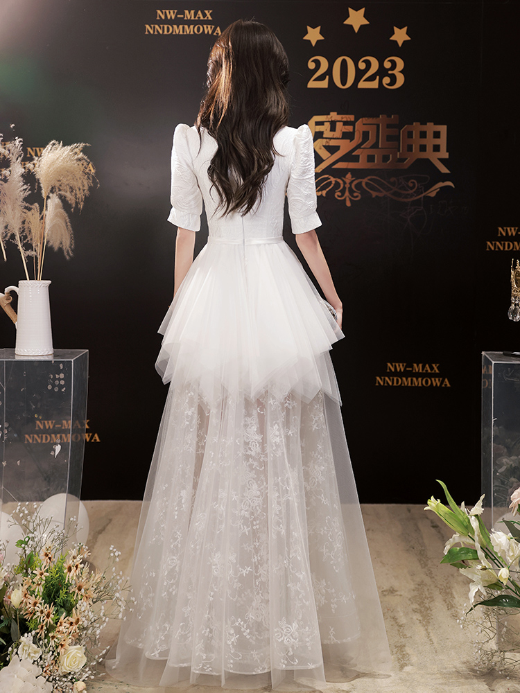 Puffed-Sleeve White Dress, picture 5 of 5
