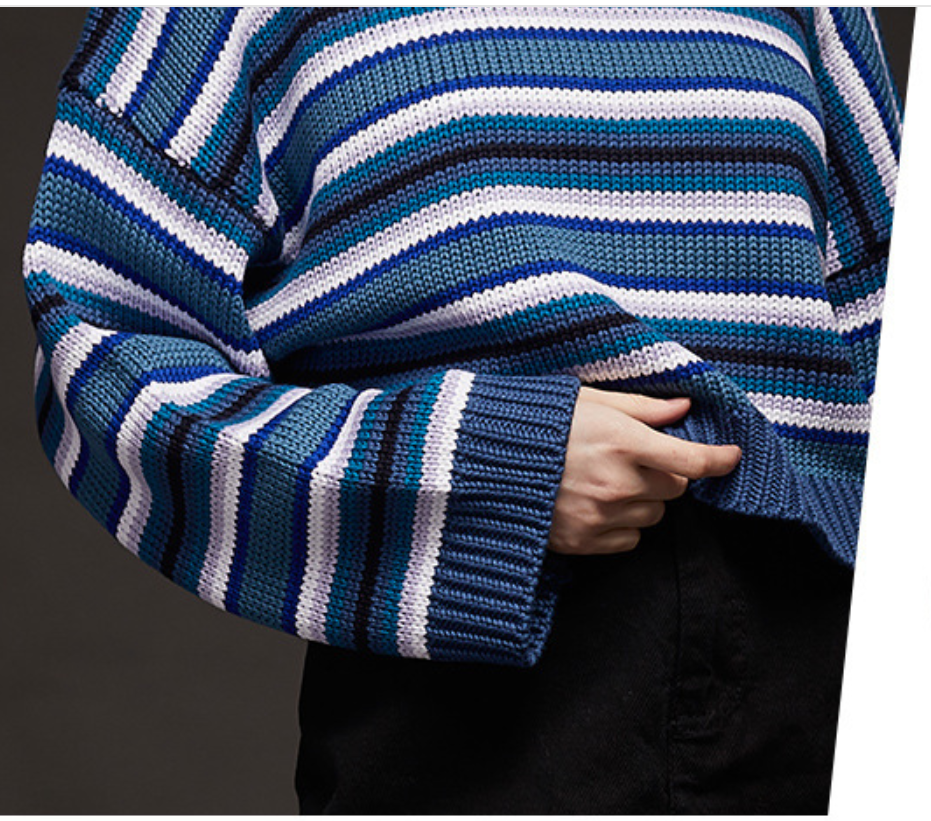 Title 5, Blue Striped Loose All-match Sweater Women