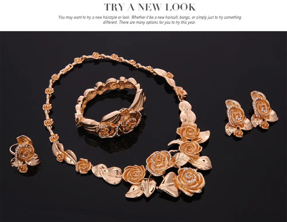 Necklac Earrings Bracelets And Rings Four-piece Set