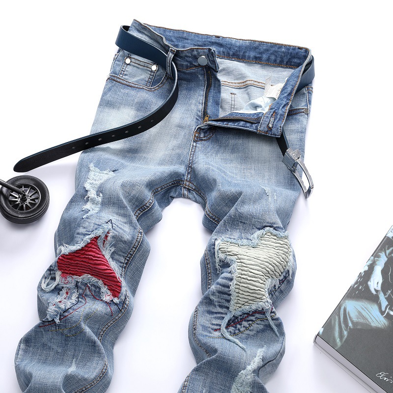 Title 5, Mens Light-Colored Stretch Ripped Jeans Stylis...