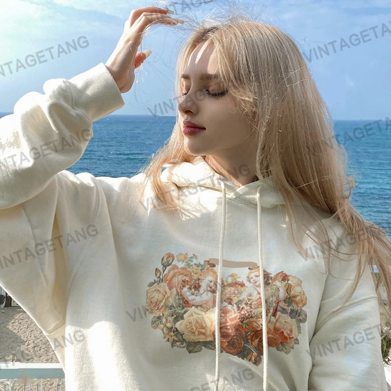 Women's Retro Thin Long Sleeve Hooded Sweatshirt