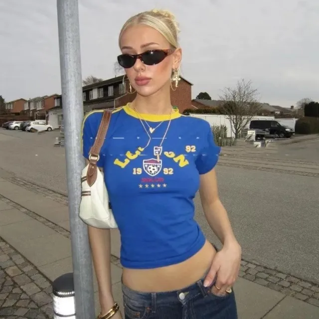 Women's Short Top Embroidered Chic Blue - Shop at LoveMi
