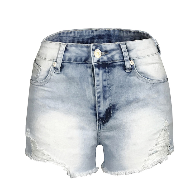 High-waisted Hip-lifting Fringed Fringe Women's Denim Stretch Shorts