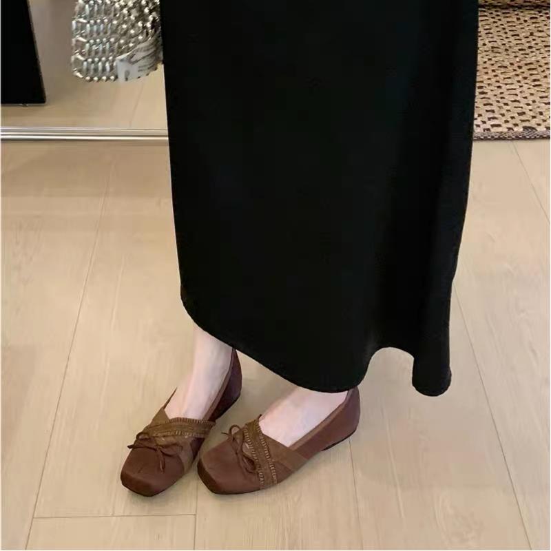 Ruffle Cross Band Ballet Flats