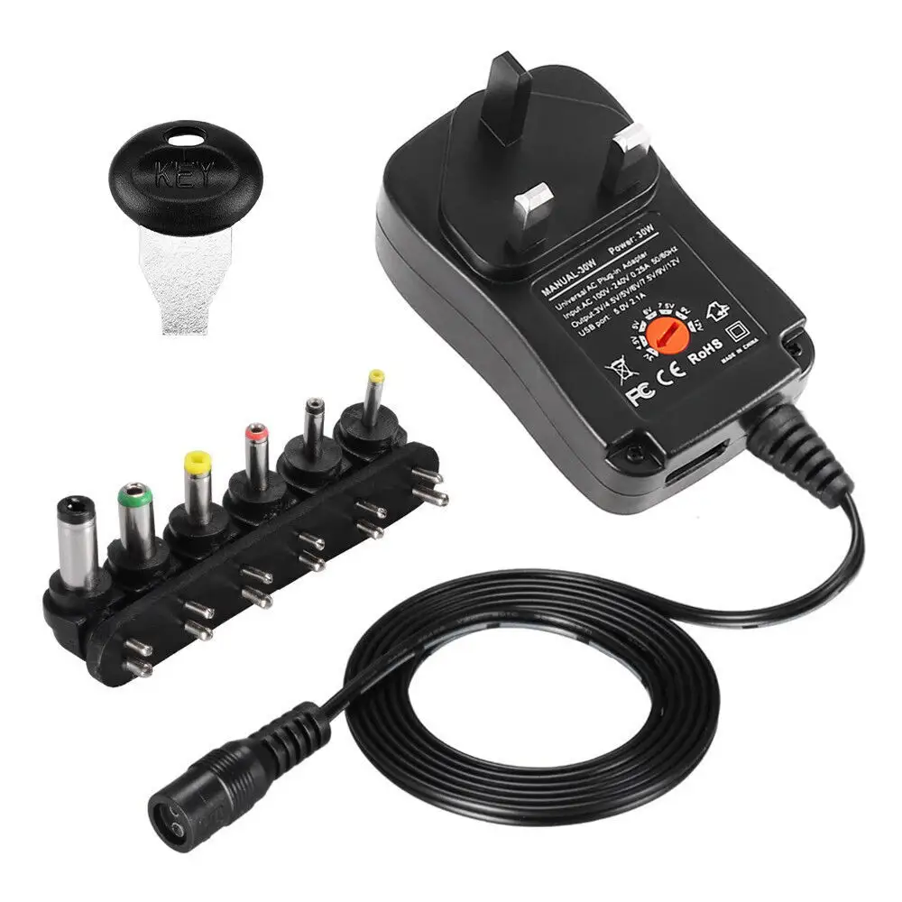 Universal 3-12V Adjustable Voltage Adaptor Charger USB