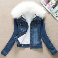 New Korean Style Female Slim Fit Plus Velvet Padded Jacket - White - View 1