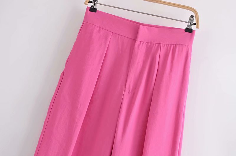 Title 5, High Waist Solid Color Loose Straight Casual Pants