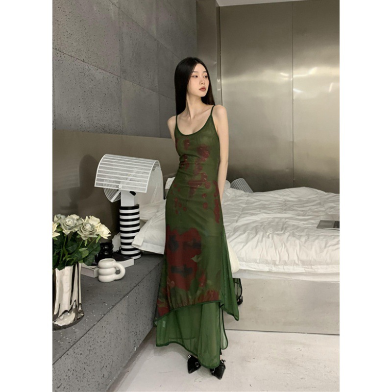 Wizard Of The Wild Retro Plant Print Lazy Patchwork Long Dress