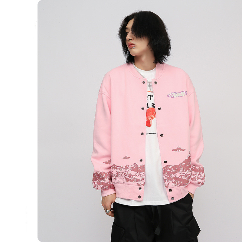 Men's Graffiti Planet Print Thin Jacket