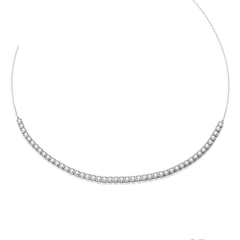 S925 Sterling Silver Sparkling Crystal Necklace Female