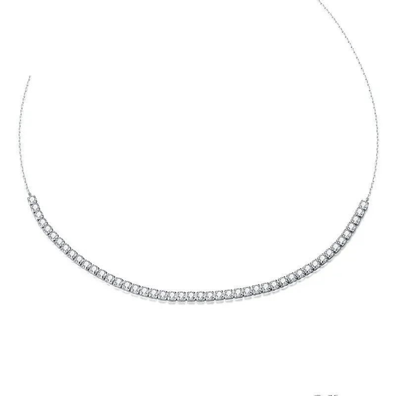 S925 Sterling Silver Sparkling Crystal Necklace Female