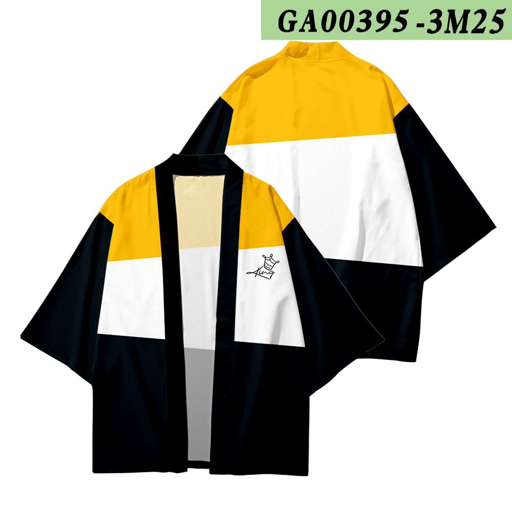 Men's Loose Printed Three-quarter Shirt Robe Cardigan