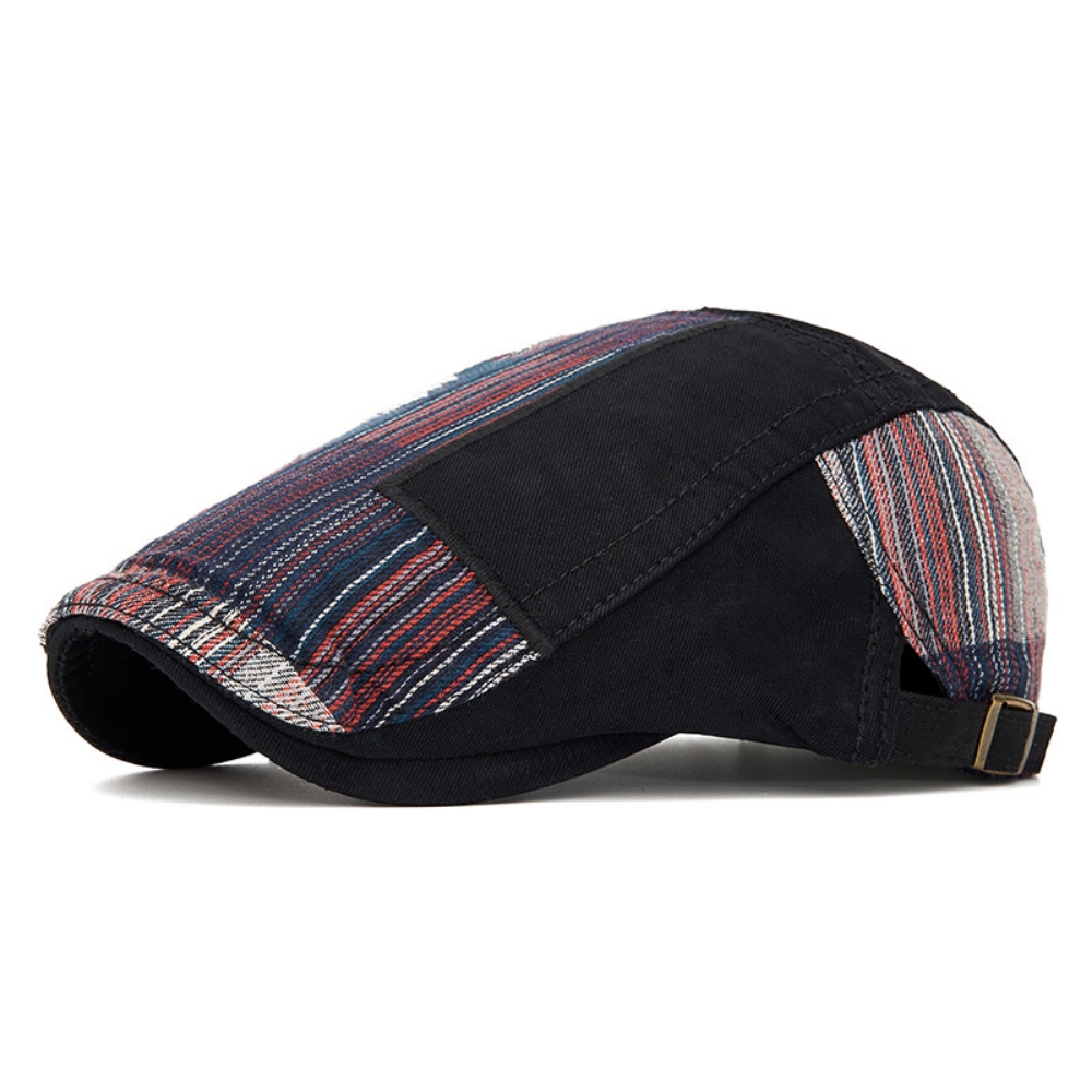 National Style Colorful Checkered Stitching Forward Hat, Suitable For Both Men And Women, Versatile For Various Occasions And Casual Wear.