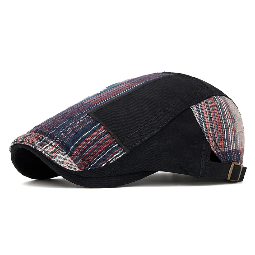 National Style Colorful Checkered Stitching Forward Hat