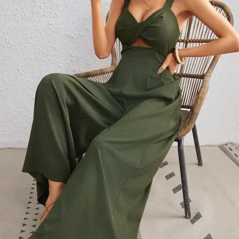 Women's Solid Color Loose Overall One Piece Summer Beach