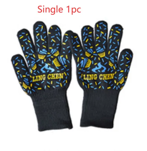 High Temperature And Fireproof Barbecue Household Baking Gloves Early Morning Twotone Long - Shop at LoveMi