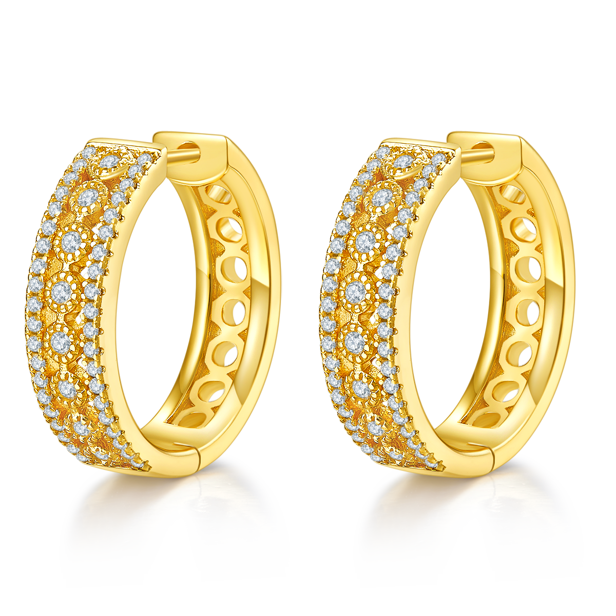 8.5g S925 Sterling Silver 0.74CT Moissanite Hoop Earrings  20mm Pave Huggie Hoops With Hollow Back & GRA Certificate, Platinum Plated Gift Box Set For Women