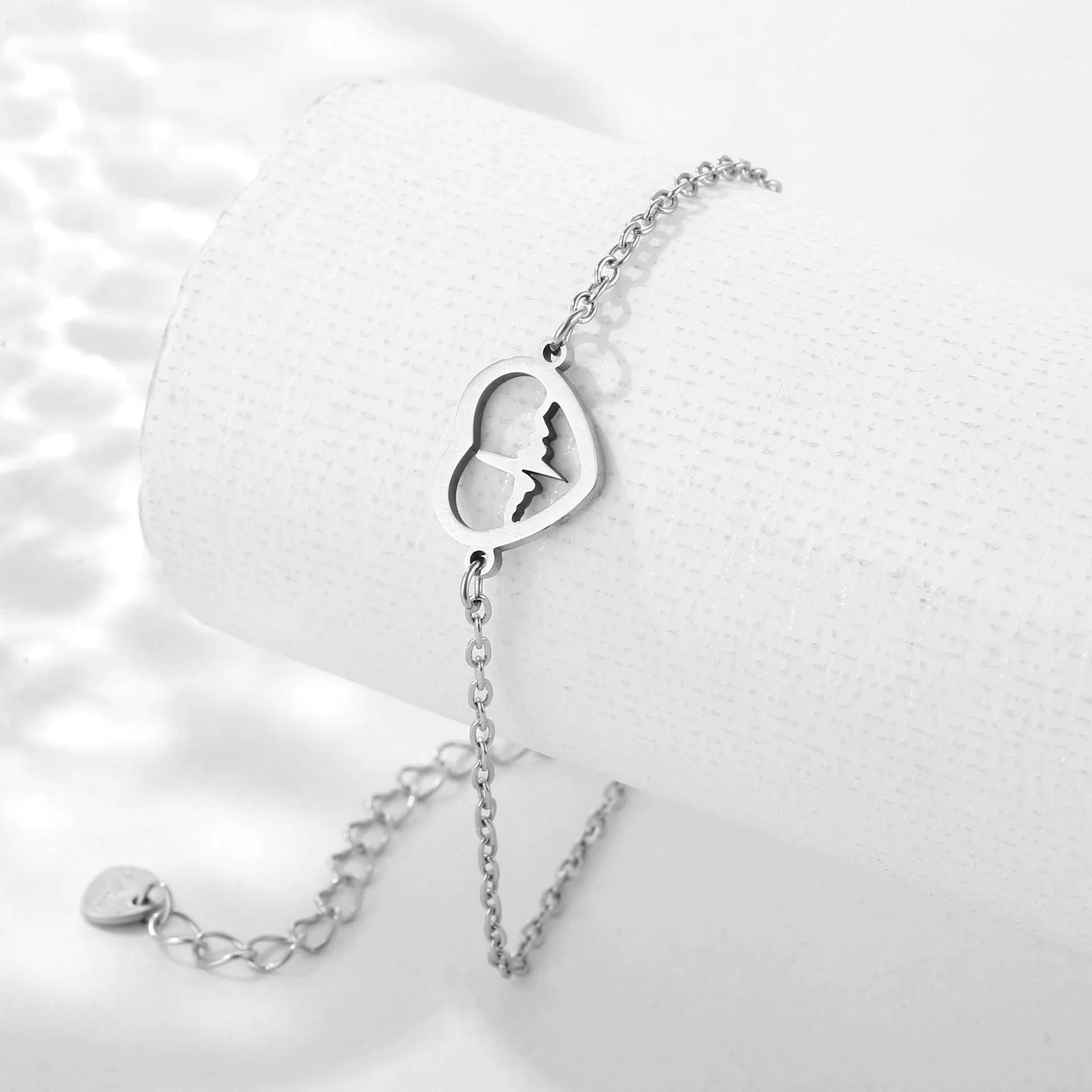 Women's Heart Shaped ECG EKG Bracelet Silver Gold Jewelry Nurse Doctor Gift - Picture 4 of 5