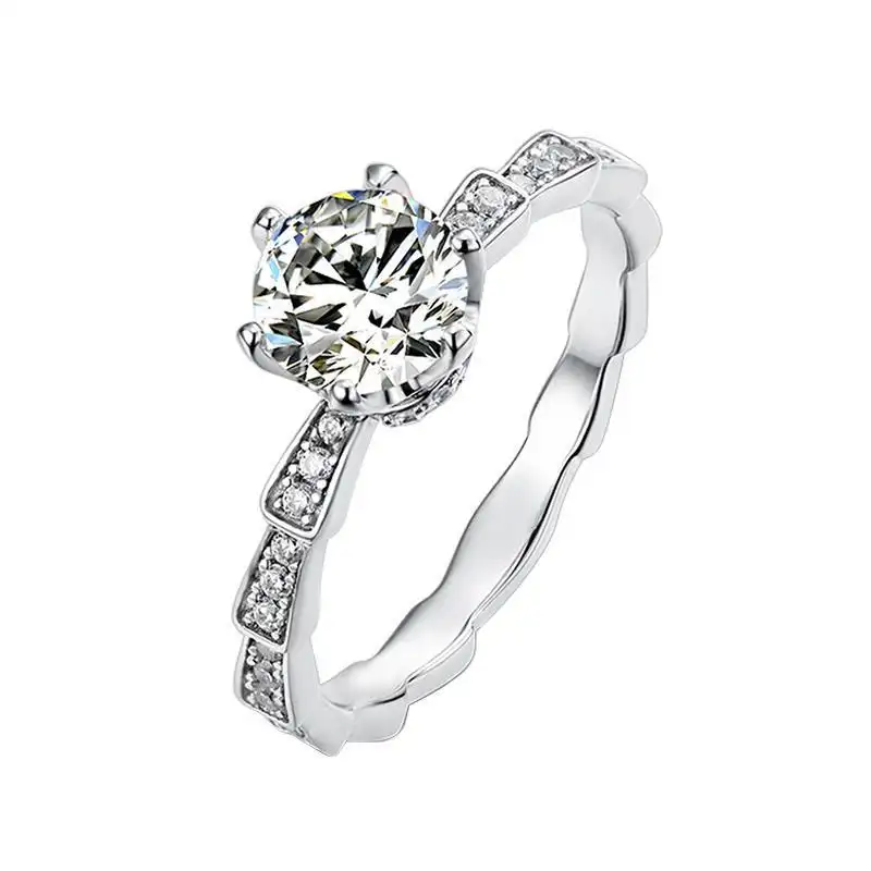 Moissanite Snake Bone Six-claw Couple Ring