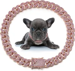 Dog Necklace Metal Cat Chain Pet Crystal Collar Jewelry Accessories For Small Medium Large Dogs Cats - Rose Gold - View 1