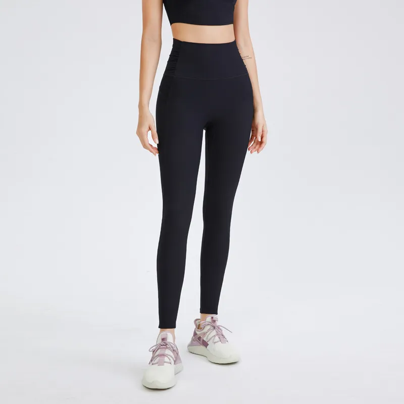 Cropped Pants Stretch Tight Sports Leggings - Black