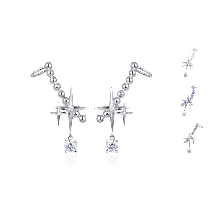 New Trendy Niche Design Star Round Bead Earrings