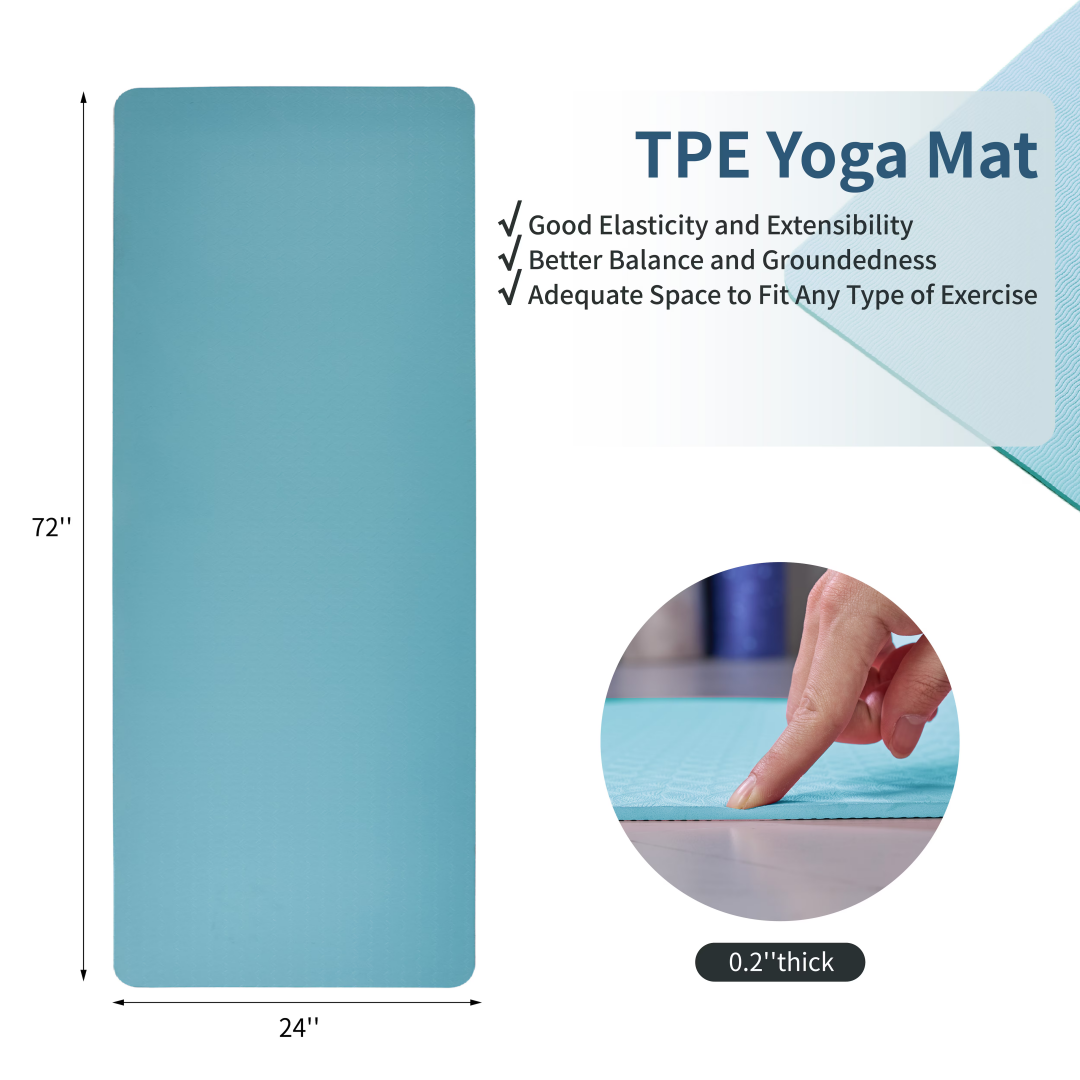 Yoga Mat, Exercise Yoga Mat With Non-Slip Design, Professional TPE Exericise Mat, 72 X 24 Multi-Purpose Workout Mat For Women, Pilates Fitness And Floor Exercises