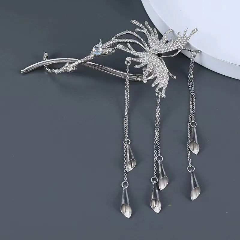 High-grade Metal Hairpin Fringed Disc - White Butterfly K