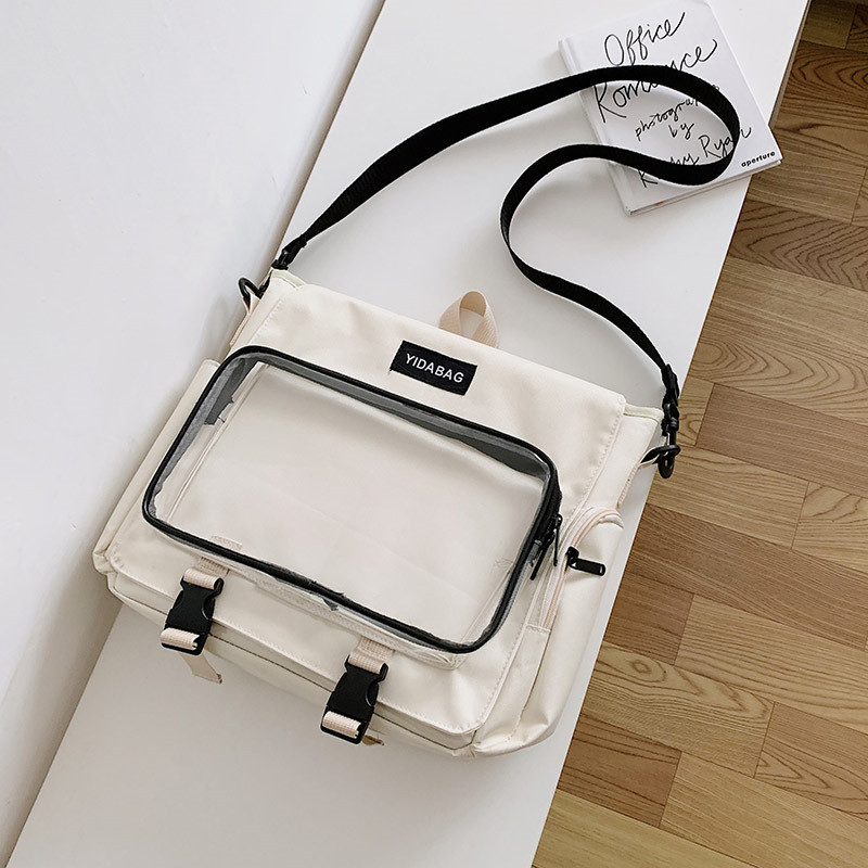 Fashion Simple Transparent One shoulder Messenger Bag Beige - Shop at LoveMi