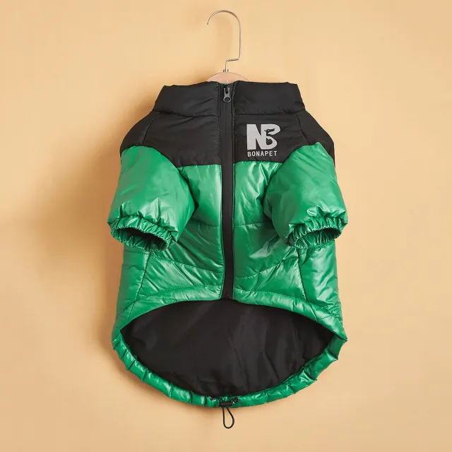 Fashion Dog Cotton Clothes Pet Reflective Autumn And Winter Warm Trendy Brand Jacket Green - Shop at LoveMi