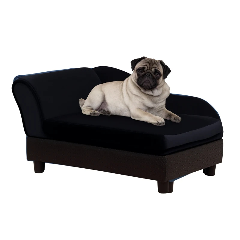 PawHut Pet Sofa Bed Couch With Storage, Pet Sofa For Cats And Small Dogs, Black
