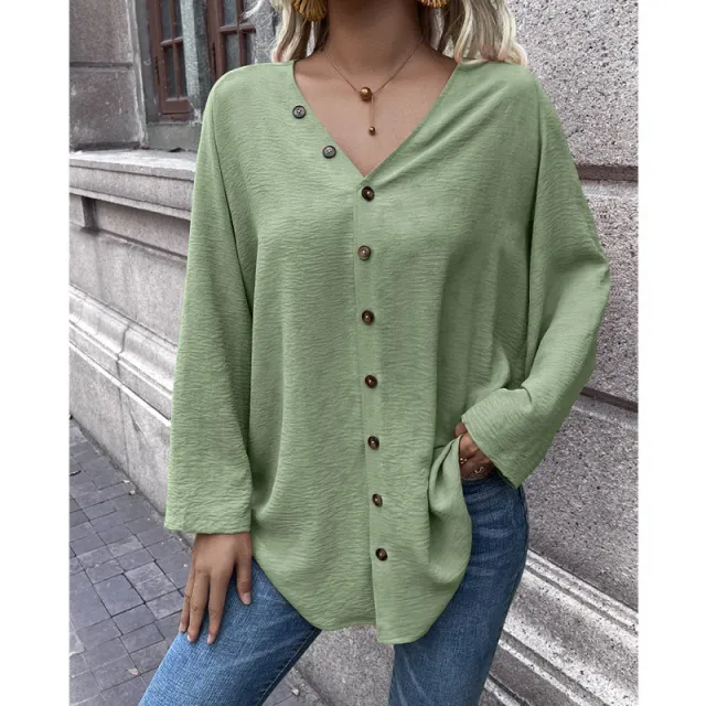 Casual Solid Single Breasted Cardigan Long Sleeve Shirt Green - Shop at LoveMi
