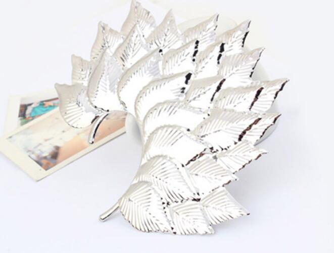 Gold And Silver Elf Multi-layer Leaves And Leaves Big Ear Hanging