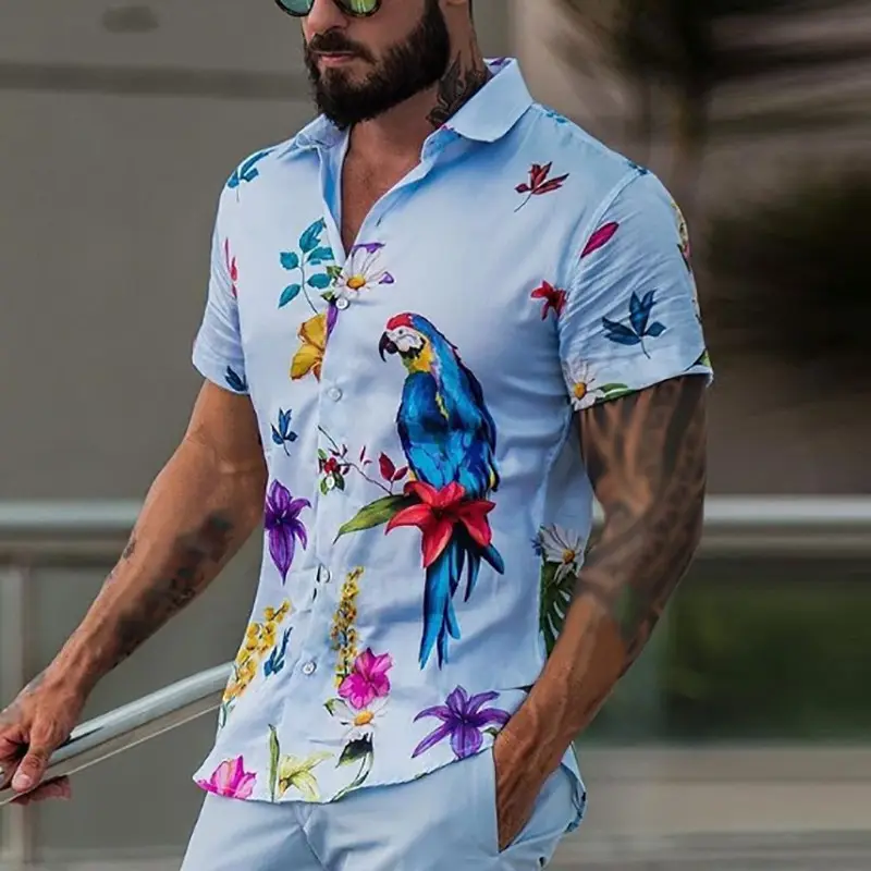 Shirt Streetwear Man for Hawaiian Fashion Beach