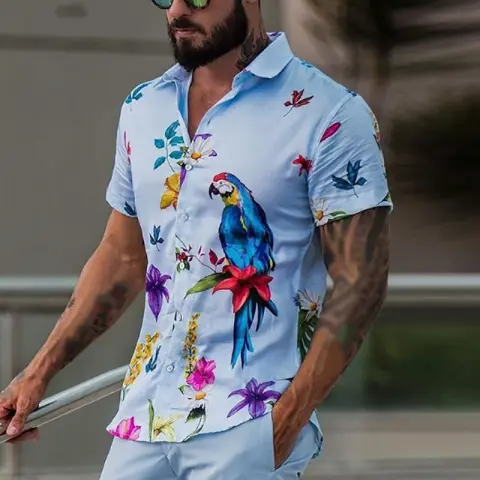 Shirt Streetwear Man for Hawaiian Fashion Beach