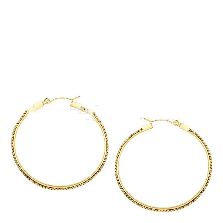 Europe And America Circular Grain Slice Chain Double Earrings