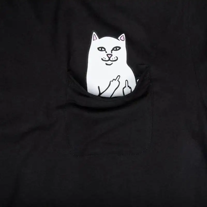 Middle Finger Base Cat Pocket Short Sleeve