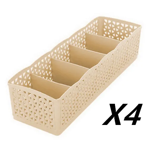 Plastic Stackable Organizer 5 Cells Finishing Box for Socks Underwear Apricot4Pcs - Shop at LoveMi