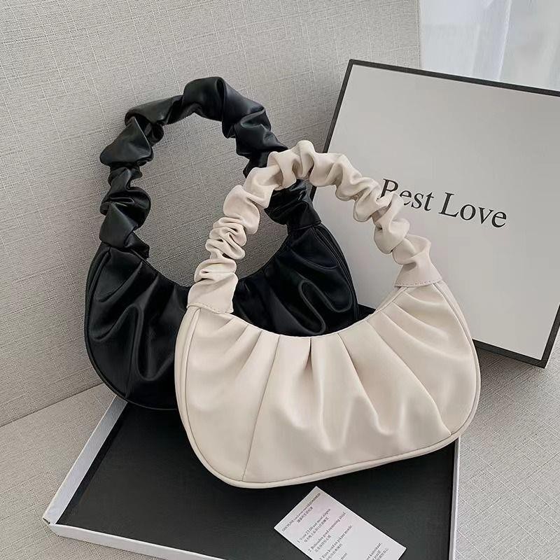 Title 6, Pure Color Cloud Pleated Simple Sweet Shoulder Bag