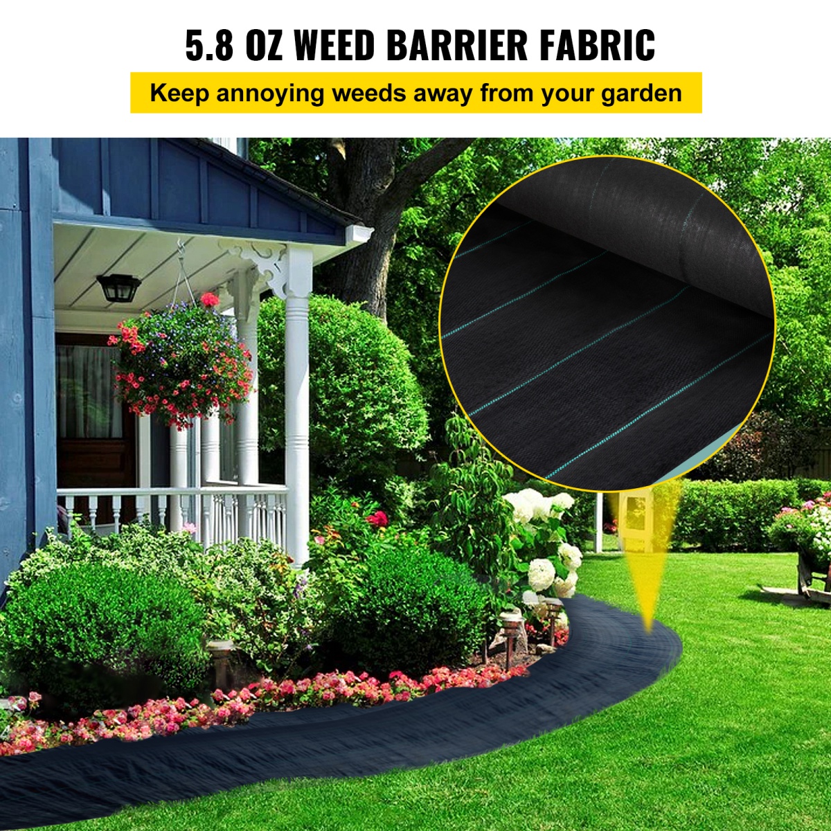VEVOR Weed Barrier, 5.8oz Landscape Fabric, 4ft X 300ft Cover Mat Heavy Duty Woven Grass... thumbnail 1
