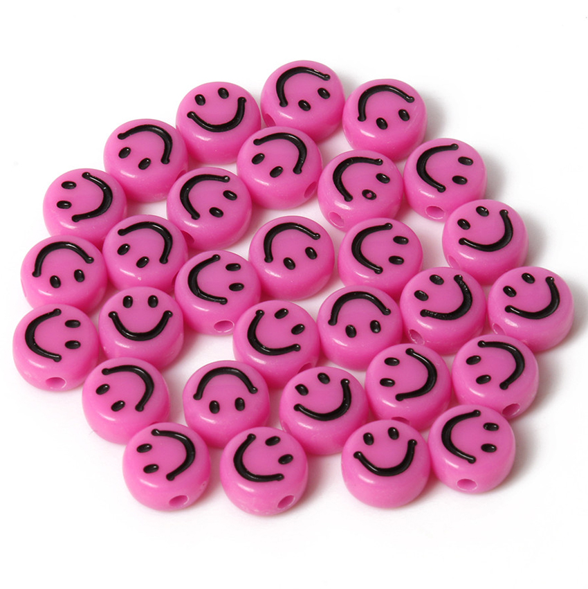 Embossed Three Dimensional Round Smiley Flat Beads