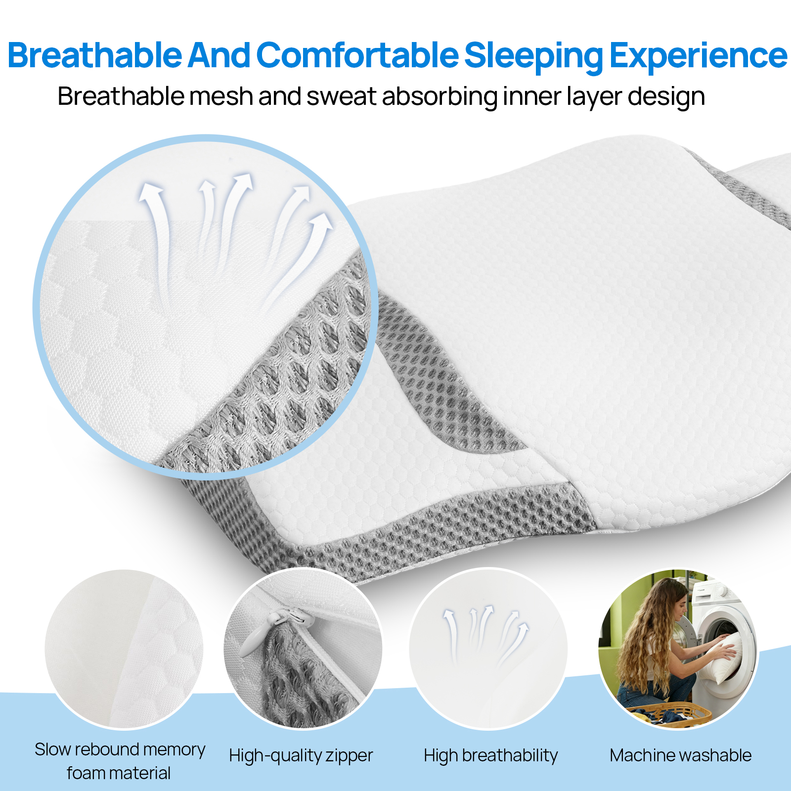Cervical Neck Pillow, Cooling Ergonomic Memory Foam Pillows image 13