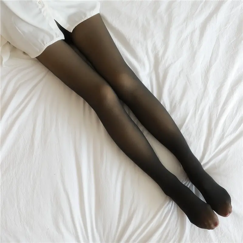 Fake Translucent Plus Size Leggings Fleece Lined Tights Fall and Winter Warm