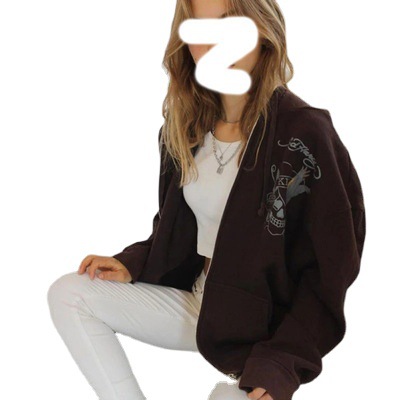 Brown Zip Sweatshirt Jacket Clothes Hoodie